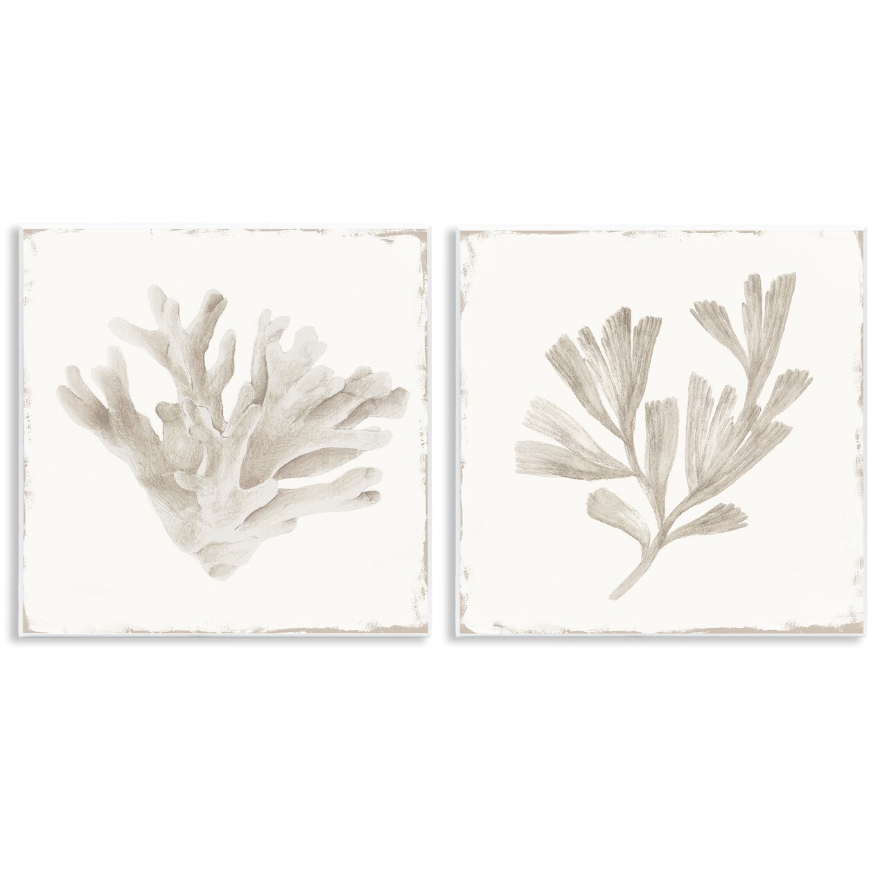 Stupell Industries Beige Coral Drift 2pc Wall Plaque Set, design by Lily K.